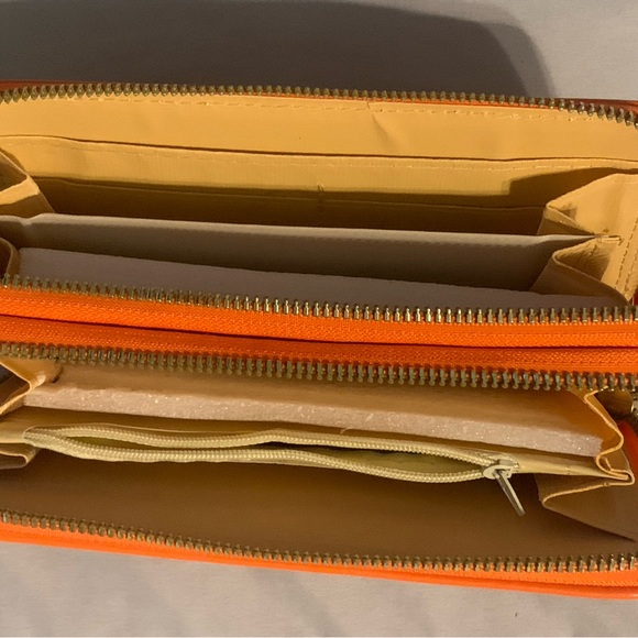 Women’s Auburn Double Zip Around Large Wallet AU Orange Blue NEW 7.5x4x1.5 - Picture 6 of 6